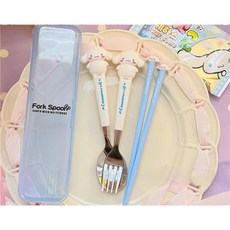 산리오 수저세트 스푼 포크 젓가락 3종, 1개, 시나모롤 1개, 시나모롤