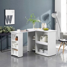 홈스타일 아일랜드 홈바 기역자확장형, 화이트좌