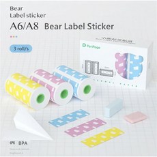 [정품AS가능당일발송] peripage 라벨프린터 모바일 휴대폰 프린터기 미니 타투프린트 A40, 1개, 3롤 컬러 미니라벨스티커[15x56mm]