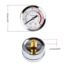 압력게이지 원형 압축기 수나사형 /1/8 나사형 12 0 Bar 다이얼형 범위 180psi 1/4 게이지 압력 공기, 2, 1개