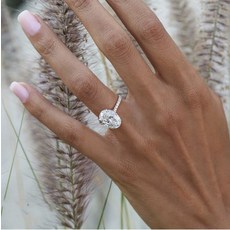 모이사나이트 반지 결혼 예물반지 스털링 실버 반지 손가락 럭셔리 타원형 컷 다이아몬드