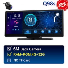 영어 설명서 Car Dvr 운전 기록기 Android RAW 4G ROW 32G 1080P Q98s 카메라 ADAS 24시간 주차 모니터링 듀얼 렌즈 GPS 내비게이션, 6m TF카드 없음