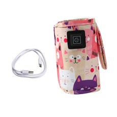 GHSHOP 가정용 여행 차량용 USB 보틀워머 고속 가열 우유 히터 커버, 30.5x13.5cm, 폴리에스테르, 분홍색