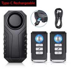 시스템 C IP65 방수 검색 알림 경적 경보 충전식 자전거 113dB 타입 Elecpow 리모컨 무선, 1개, 2) 1 Set Bike Alarm-2