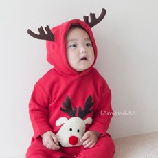 (당일출고) 겨울 베이비 성탄절 루돌프 슈트 3-18개월 신생아옷 돌전 아기선물 둥이룩 크리스마스 선물