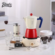 Binco 커피드립포트 여과지포함 모카 포트 세트 홈 에스프레소 스토브 커피메이커, 1개, 1인용싱글밸브+여과지100매