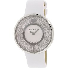 SWAROVSKI 스와로브스키 크리스탈 화이트 다이얼 송아지 가죽 스트랩 쿼츠 시계 여성 1135989