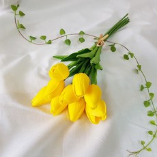 조아트 향기나는 튤립 9송이 조화 꽃다발, 옐로우