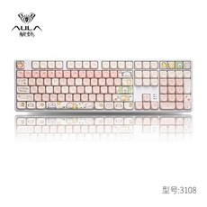 AULA F87 F99 타란튤라 독거미 키보드 Aula 유선 기계식 커스텀 라이트 마작 사운드 108 키 소녀용 카와이 모아 키캡 피부 친화적 F3108, 없음, 없음, 8) pink pig 브라운 스위치