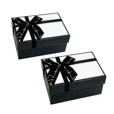 루루홈 리본 선물 포장 박스, 1호 2개 (13 x 9.2 x 6.5), 블랙 화이트