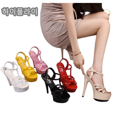 여성 플랫폼 티 스트랩 샌들 킬힐13cm15cm 가보시힐 샌들 6color(220-265)