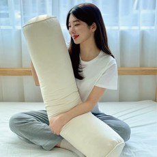  집콕 순면 원형 바디필로우 냉감 롱쿠션 안고자는 긴베개 모달 베이지  상품 이미지
