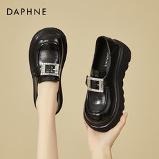 여성용 DAPHNE 두꺼운 밑창 로퍼 봄 2025 새로운 싱글 신발 라인 석 라운드 발가