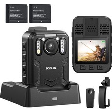 BOBLOV B4K2 바디 카메라 (GPS 포함) 4K 고화질영상 128/256GB 3000mAh 배터리 2개 12-16시간 녹화 초소형카메라 경찰바디캠, 256GB - mkvrmvb