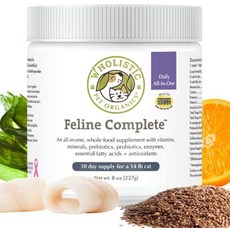  Wholeistic Pet Organics Feline Complete 고양이 전신 건강을 위한 종합 비타민 미네랄 프리바이오틱스 프로바이오틱스 항산화제 고양이 보충제 8 온스, 8온스 