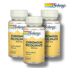 솔라레이 크롬 크로미움 피콜리네이트 500mcg 60정 3병 크로뮴 Chromium, 3개