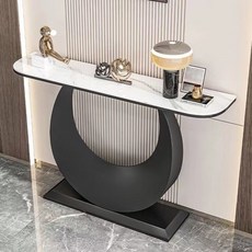 복도콘솔 폭좁은테이블 미니 현관 콘솔 철제 장식장, 기둥 검정색+흰색, 150x30x80cm
