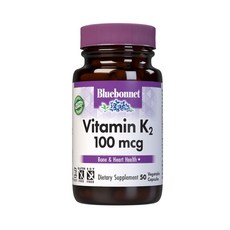 블루보넷 내추럴 비타민 K2 100mcg 브이캡 글루텐 프리 비건 무설탕, 1개, 50정