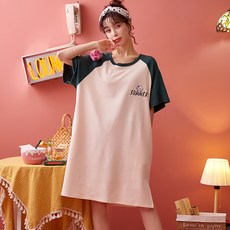 여성 잠옷 스트링 니트 반팔 미디움 슬립 실내복