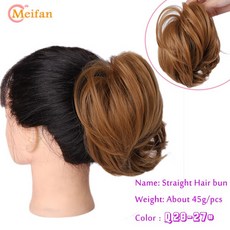 MEIFAN 합성 지저분한 브레이드 시뇽 고무 밴드 헤어 로프 자연스러운 가짜 번 곱슬 스크런치 클립 테일 연장, 27, 1개