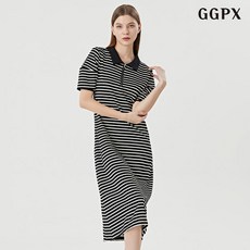 {백화점 정품} 지지피엑스 GGPX 캐쥬얼 카라넥 스트라이프 반팔 롱 원피스 GOBOW055D 184769