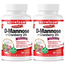 (2병) 뉴트리돔 D만노스 500mg 캐나다 크랜베리 5 000mg D-MANNOSE WITH CRANBERRY 디만노스크랜베리 디마노스 D-마노스 캐나다 직구 영양제 카포리아, 2개, 60정