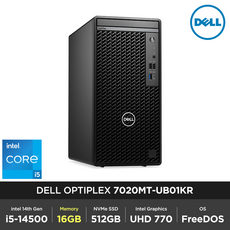 DELL 옵티플렉스 7020MT-UB01KR i5-14500 16GB 512GB FD 사무용 업무용 데스크탑, D32M004, Free DOS, Black