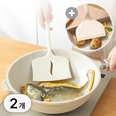 투데이리빙 2종 세트 실리콘 와이드 뒤집개 주방 요리 도구 넓은 대형 주걱, 2개, R98597M(베이지 2개, R98597M(베이지