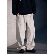 남성바지 와이드 일자 빈티지 믹스 롱 스트레이트 레저 팬츠 W00