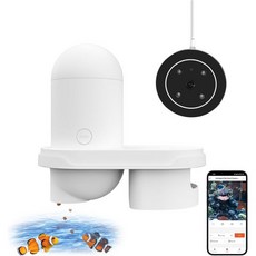 LKBird 카메라가 장착된 스마트 피쉬 피더 2024 수족관 어항 연못을 위한 2K HD 최신 비주얼 자동 디스펜서, 1개