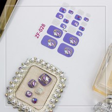 Zhengxiang 여름 새로운 발 스티커 네일 스티커 3D 다이아몬드 네일 스티커 일본과 한국 무역 네일 스티커 가짜 손톱, Zf-028_네일페이스트+종이카드+알콜부대+네일텀블