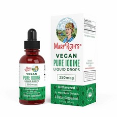 MaryRuth Vegan Pure Iodine Liquid Drops 메리루스 액상 드롭 비건 퓨어 아이오딘 요오드 1oz(30ml), 1개