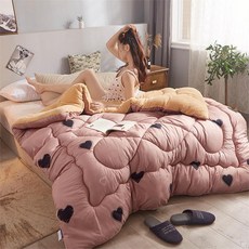 견면요솜 두꺼운 학생 웰론 보온이불 싱글더블 겨울이불솜 8근이불 이불 10근, C01-하트 플리스