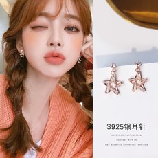 925 오각별 여 심플 화이트 큐빅 스톤 네트 레드 알레르기 59