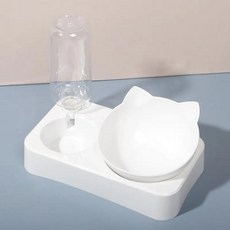 경추 보호 반려동물 먹이 그릇 기울기 자동 음주 공급기 공급, 1.White bowl G594, 1개