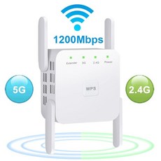 인터넷 증폭기 장거리 무선 와이파이 리피터 5G 신호 1200Mbps 네트워크 부스터 5GHZ, 5G White_EU(한국호환가능) 플러그, 1.5G White EU 플러그