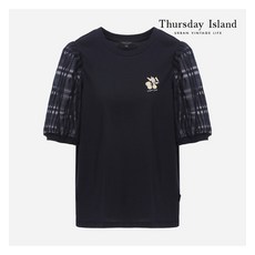 [정품매장] 써스데이아일랜드 여성 데일리 캐주얼 블라우스 [Thursday Island] 체크 우븐 믹스 티셔츠(T224MTS235W)