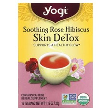 유기농 수딩 로즈 히비스커스 티백 요기 티 피부 건강 블렌드 티, 2g, 16개입, 1개
