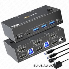 KVM스위치 멀티허브 공유 MZX KVM 스위치 2 HDMI 호환 USB 3.0 허브 도킹 스테이션 스위처 선택기 컴퓨터 키보드 모니터 장치 8K @ 60Hz, KVM 2xHDMl, 1개