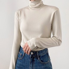 커밍투유 여자 베이직 기모 목폴라 긴팔 티셔츠
