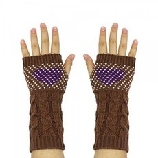 Women Girls Knit Arm Warmer Gloves Warm Cashmere Long Fingerless Mittens with Th