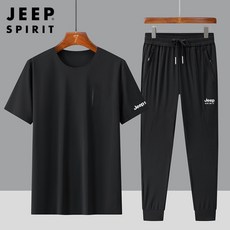 JEEP SPIRIT 지프 스피릿 남서 여름 아이스 쿨링 트레이닝 반팔 팬츠 세트 JP6703+사은품 - 지프썸머셋업3종