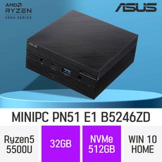 ASUS 미니PC PN51-E1-B5246ZD / Ryzen5-5500U / WIN10 HOME [R7-5700U 무상업그레이드 출고됩니다], 512GB, 32GB
