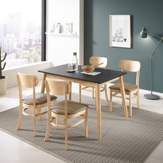 [로드퍼니처] 밀라노 카프리 4인용 식탁세트 /원목/테이블, 카프리 4인용 화산석세트