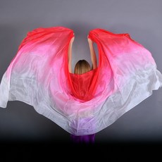 밸리댄스복 100% 실크 공연 댄스 단색 밝은 질감 베일 숄 여성 스카프 의상 액세서리 밸리 250cm x 110cm, 화이트 레드