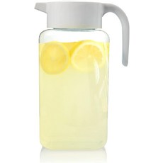 Arrow 뚜껑이 있는 3.8L(1갤런) 플라스틱 피처 - 냉장고용 투명 피처 차가운 음료로 채우기 BPA 프리 공간 절약형 직사각형 디자인 레모네이드 우유 주스로, 2)현대적인 코일 디자인 - 76 ounce, 1개