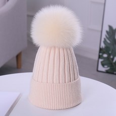 유니크몰 패션비니 폭스털 퍼 공 털실 여성 겨울 가을 스카이 스타일리쉬 두꺼운 보온 참되다 방울 토끼 양털 니트모자