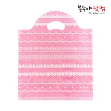 봉투야닷컴 LDPE 25호 (25x34cm) 50장 비닐쇼핑백, 레이스-핑크