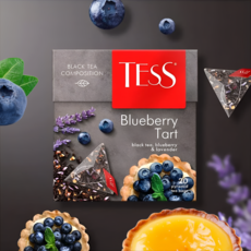 Tess черный чай "Черничный тарт" в пирамидках, 20 шт по 1.8 г
