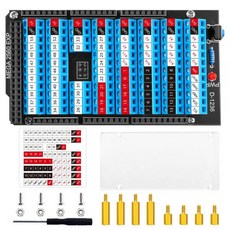 리셋 버튼과 LED 표시등이 있는 GeekPi 나사 터미널 블록 브레이크아웃 보드 HAT Arduino MEGA 2560 R3용 GPIO 확장 모듈, 리셋 버튼과 LED 표시등이 있는 GeekPi 나사 터